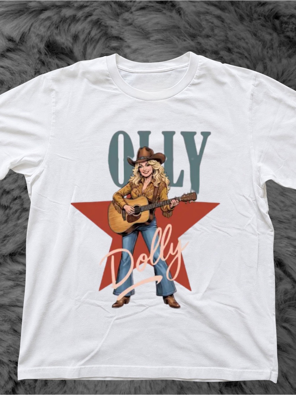 Dolly Guitar Star Gildan White Tee Graphic